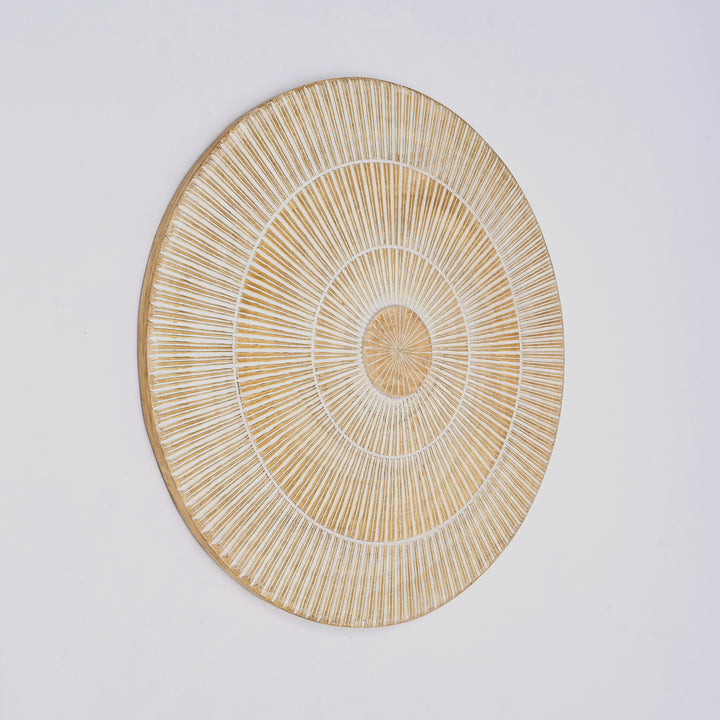 Wooden Wall Decor | Hand Carved Round Wall Accent | 36" Handmade Solid Wood Wall Art | Living Room, Bedroom & Entryway
