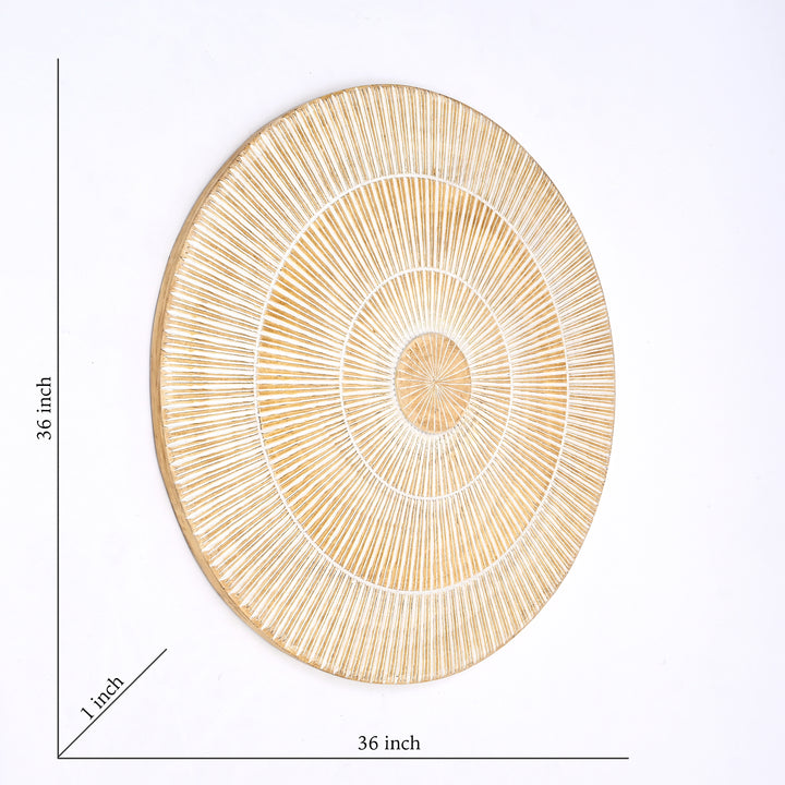 Wooden Wall Decor | Hand Carved Round Wall Accent | 36" Handmade Solid Wood Wall Art | Living Room, Bedroom & Entryway