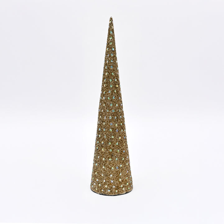 Gold Glass Mosaic Cone Christmas Decorative Ornament