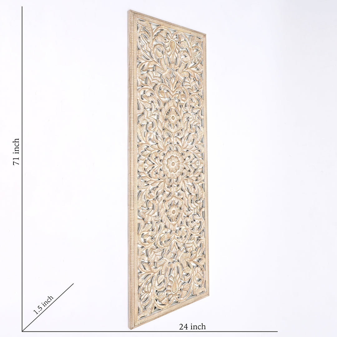 Wood Floral Hand Carved Wall Accent | Handmade Wooden Wall Art | Boho & Vintage Home Decor | Living Room, Bedroom & Entryway