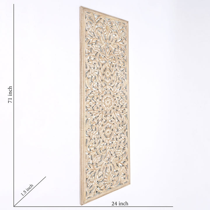 Wood Floral Hand Carved Wall Accent | Handmade Wooden Wall Art | Boho & Vintage Home Decor | Living Room, Bedroom & Entryway