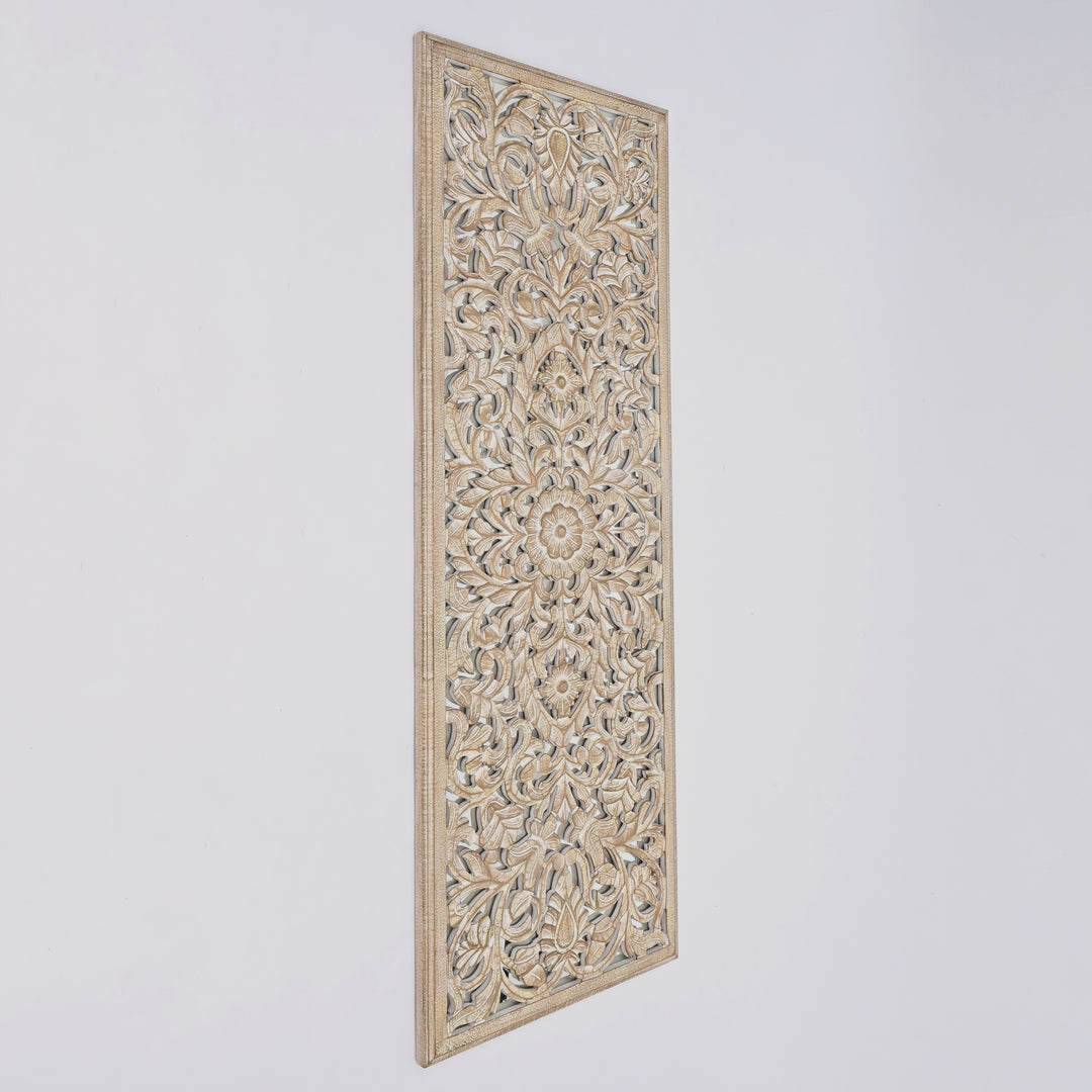 Wood Floral Hand Carved Wall Accent | Handmade Wooden Wall Art | Boho & Vintage Home Decor | Living Room, Bedroom & Entryway