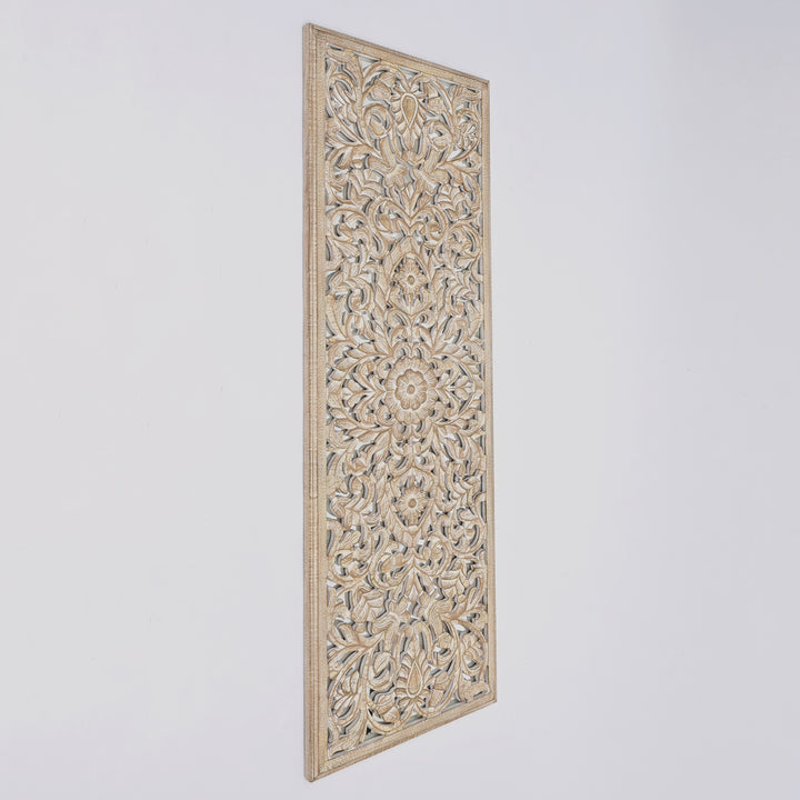 Wood Floral Hand Carved Wall Accent | Handmade Wooden Wall Art | Boho & Vintage Home Decor | Living Room, Bedroom & Entryway