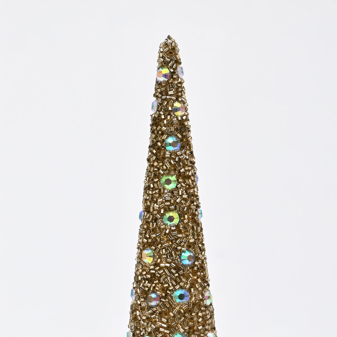 Gold Glass Mosaic Cone Christmas Decorative Ornament