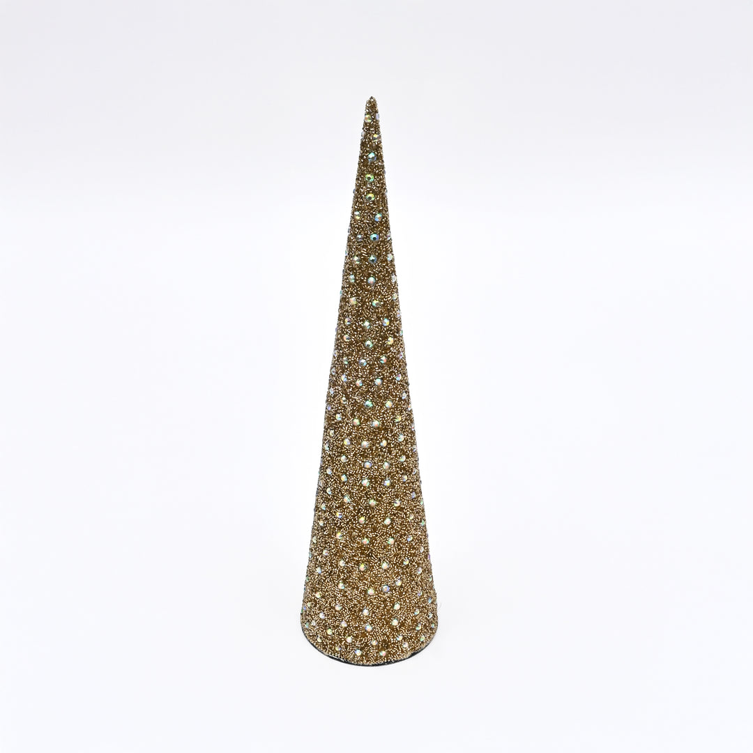 Gold Glass Mosaic Cone Christmas Decorative Ornament