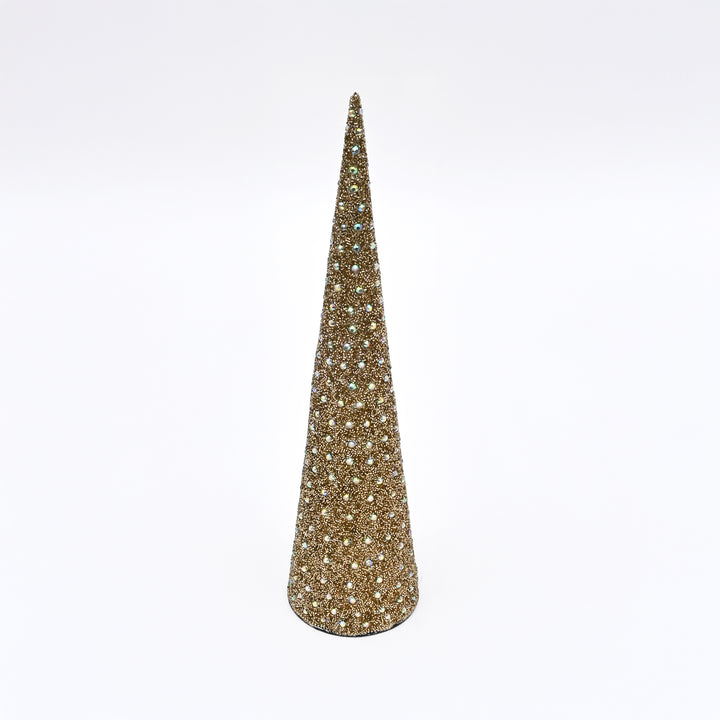 Gold Glass Mosaic Cone Christmas Decorative Ornament