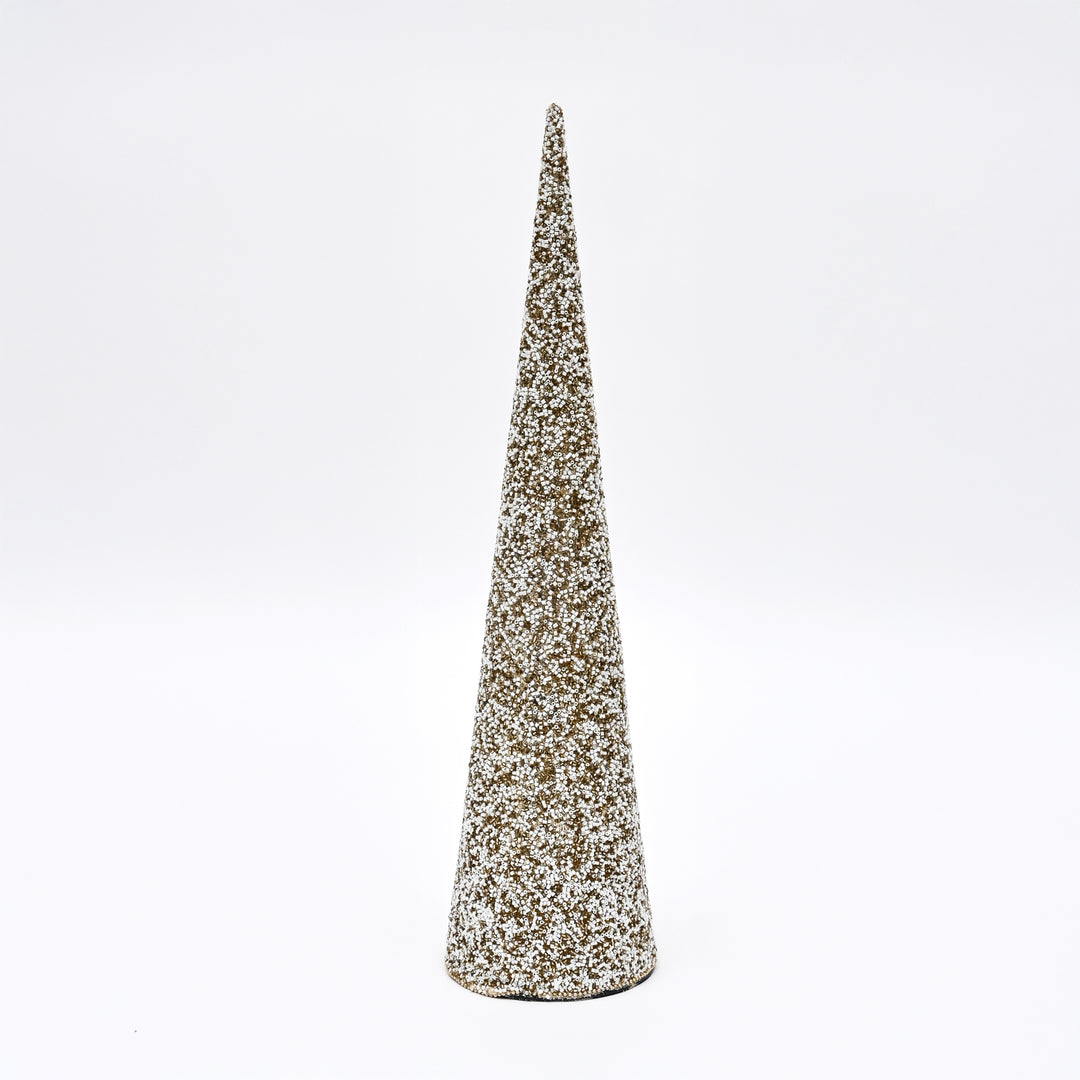 Beaded Cone Christmas Ornament | Gold & Silver, 18"