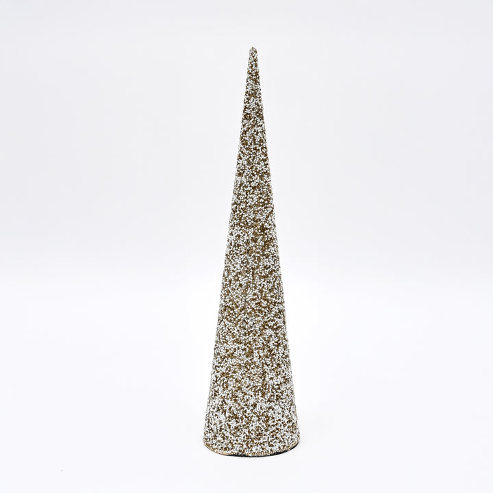 Beaded Cone Christmas Ornament | Gold & Silver, 18"