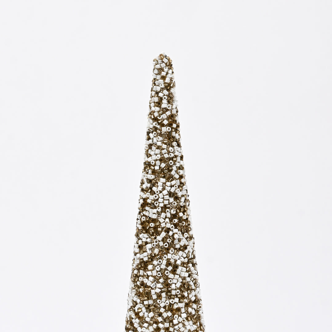 Beaded Cone Christmas Ornament | Gold & Silver, 18"