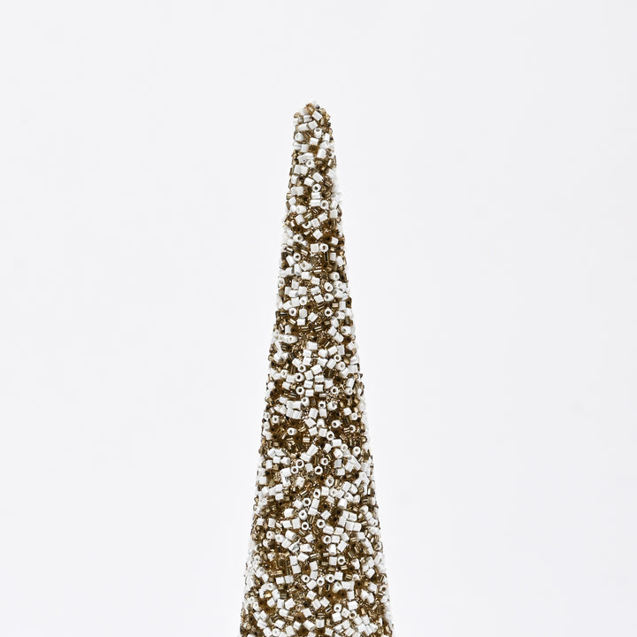 Beaded Cone Christmas Ornament | Gold & Silver, 18"