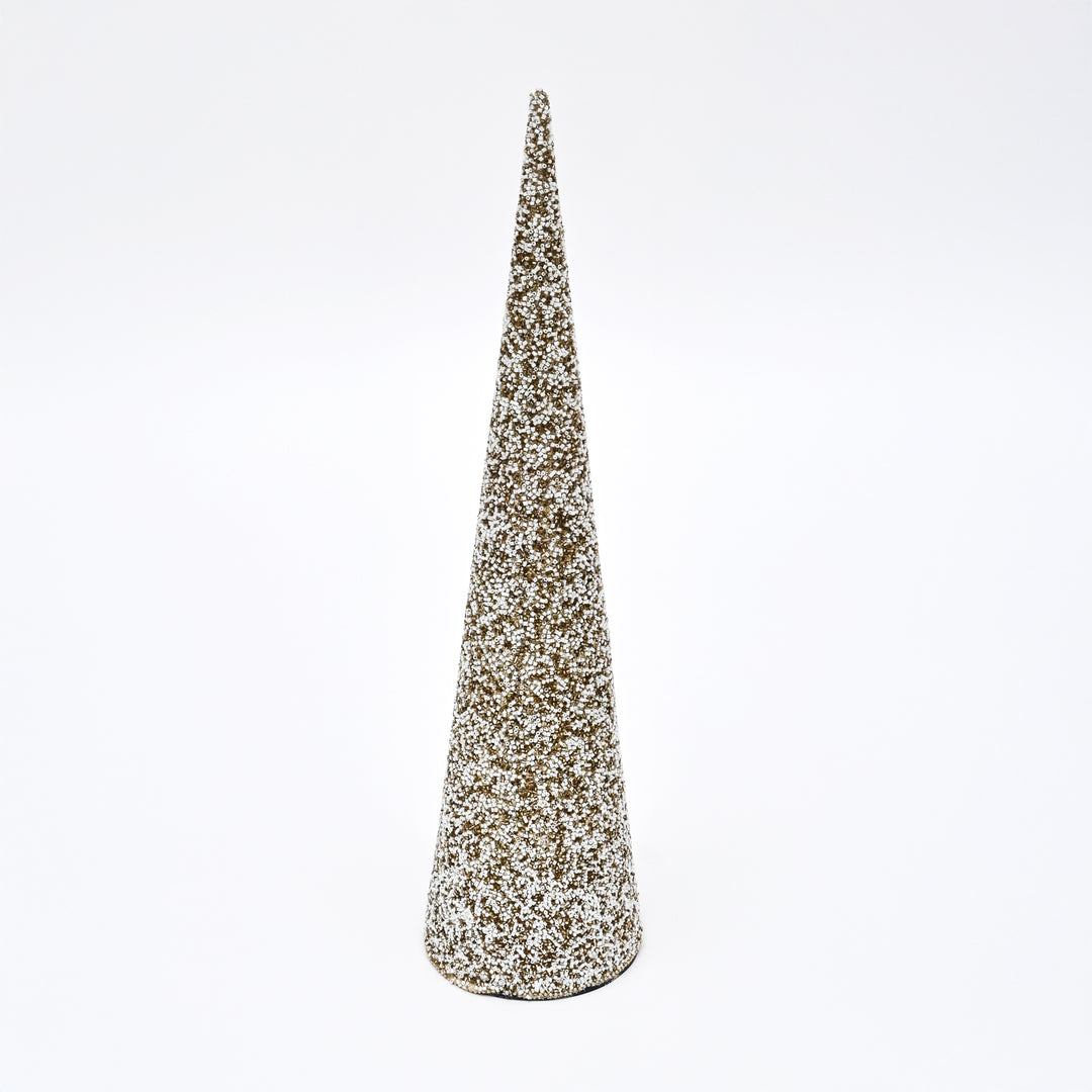 Beaded Cone Christmas Ornament | Gold & Silver, 18"