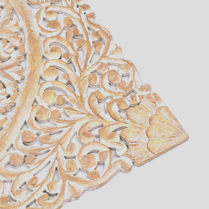 Wooden Floral Hand Carved Mandala Square Wall Decor-48X48"