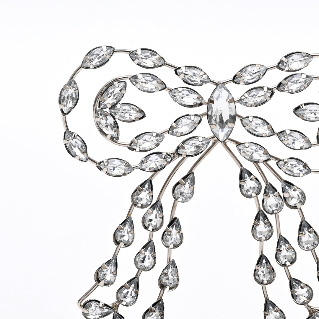 Silver Beaded Bow Christmas Stocking Holder