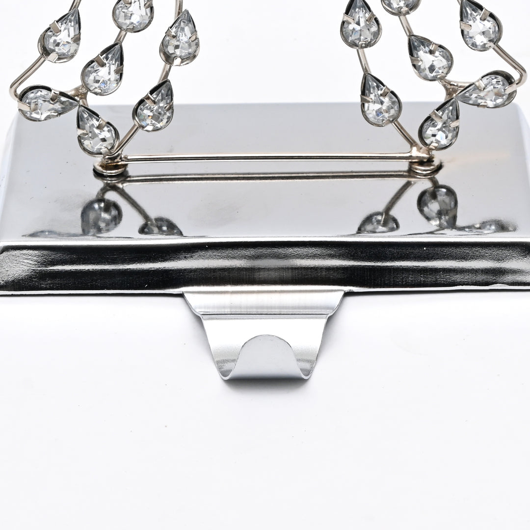 Silver Beaded Bow Christmas Stocking Holder