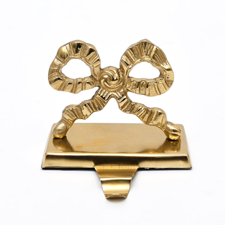 Gold Bow Christmas Stocking Holder