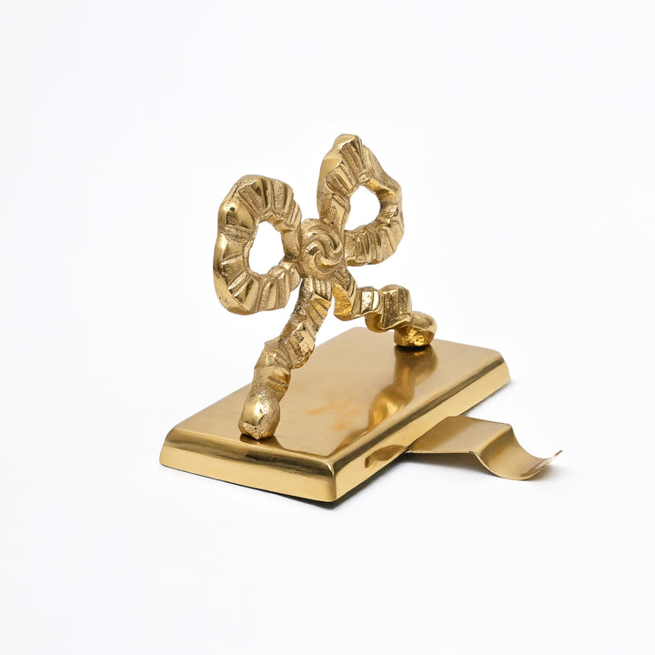 Gold Bow Christmas Stocking Holder