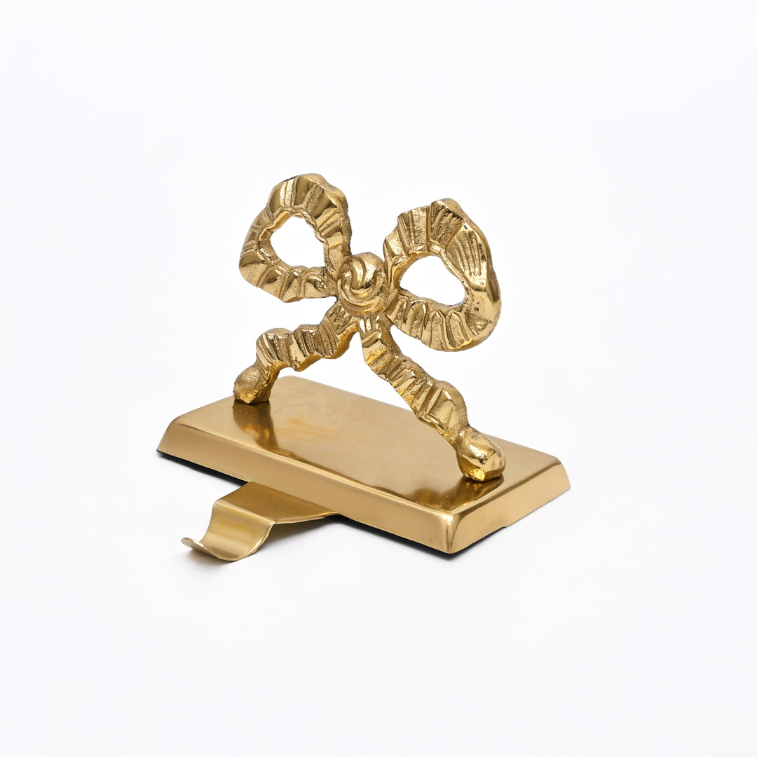 Gold Bow Christmas Stocking Holder