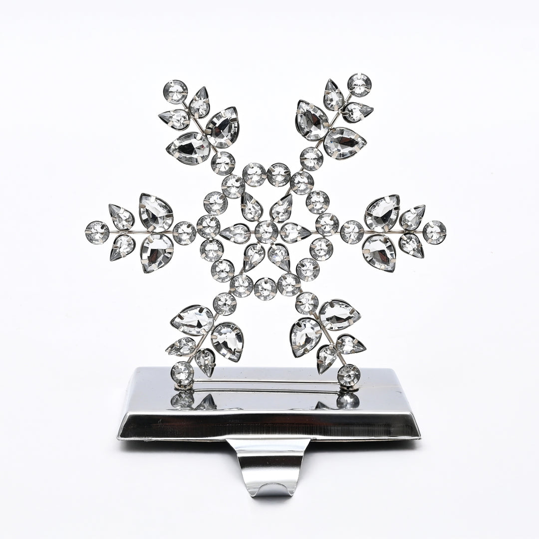 Silver Beaded Snowflake Christmas Stocking Holder