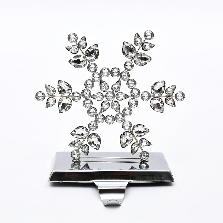 Silver Beaded Snowflake Christmas Stocking Holder
