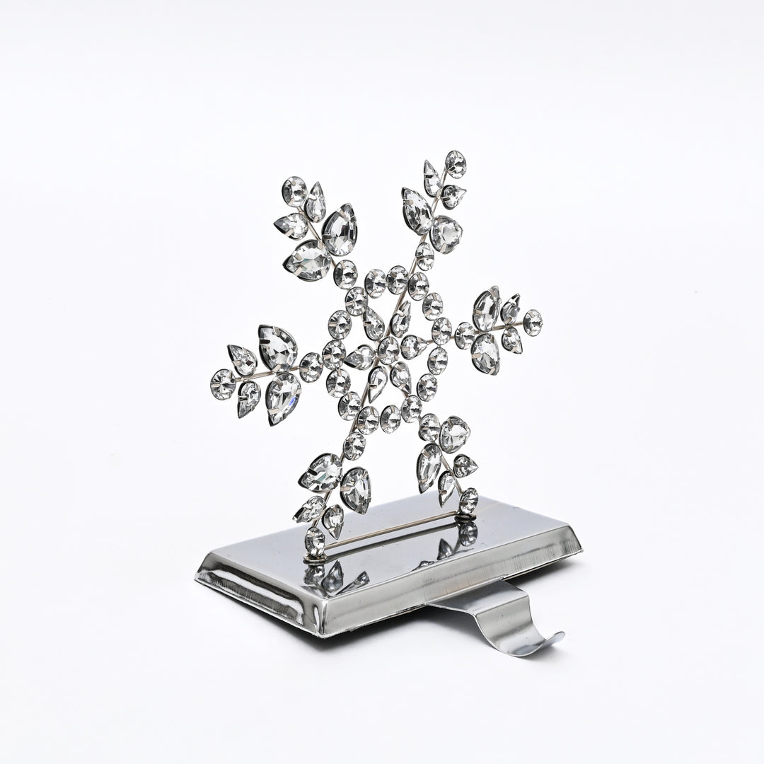 Silver Beaded Snowflake Christmas Stocking Holder