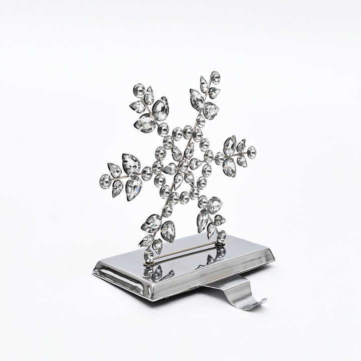Silver Beaded Snowflake Christmas Stocking Holder