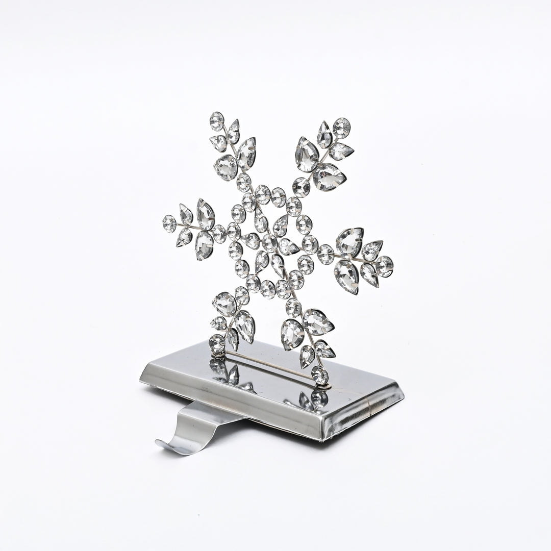 Silver Beaded Snowflake Christmas Stocking Holder
