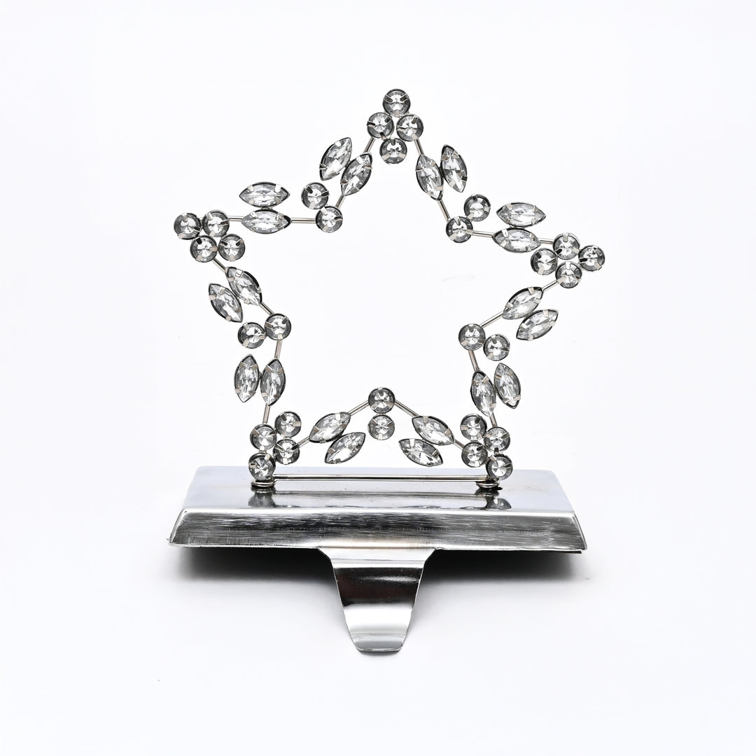 Silver Beaded Star Christmas Stocking Holder