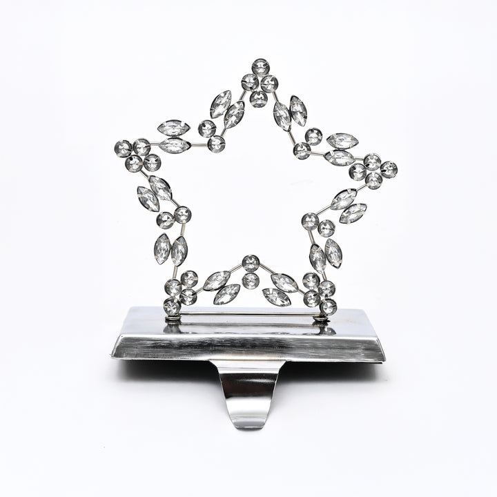 Silver Beaded Star Christmas Stocking Holder