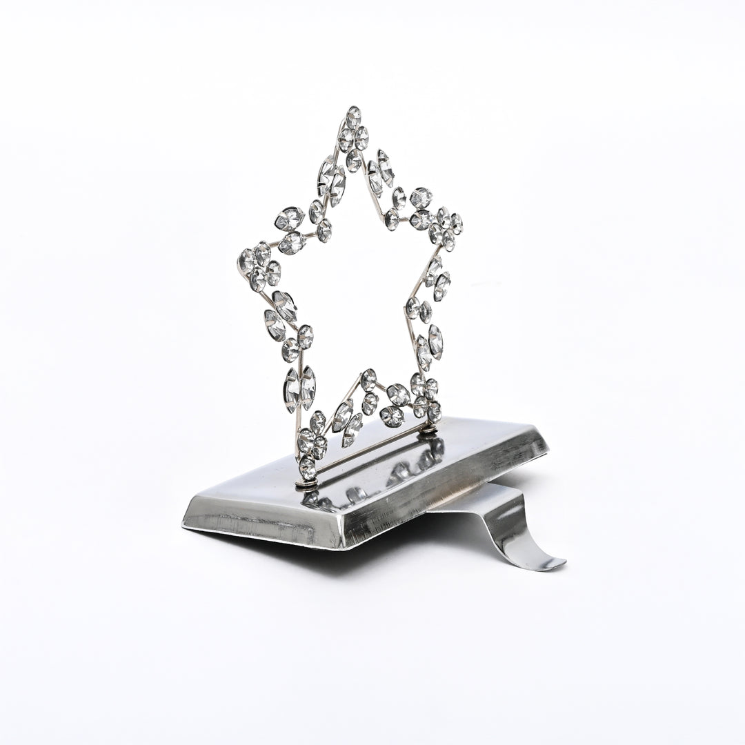 Silver Beaded Star Christmas Stocking Holder