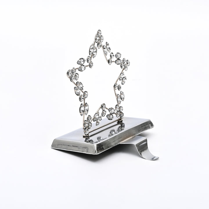 Silver Beaded Star Christmas Stocking Holder