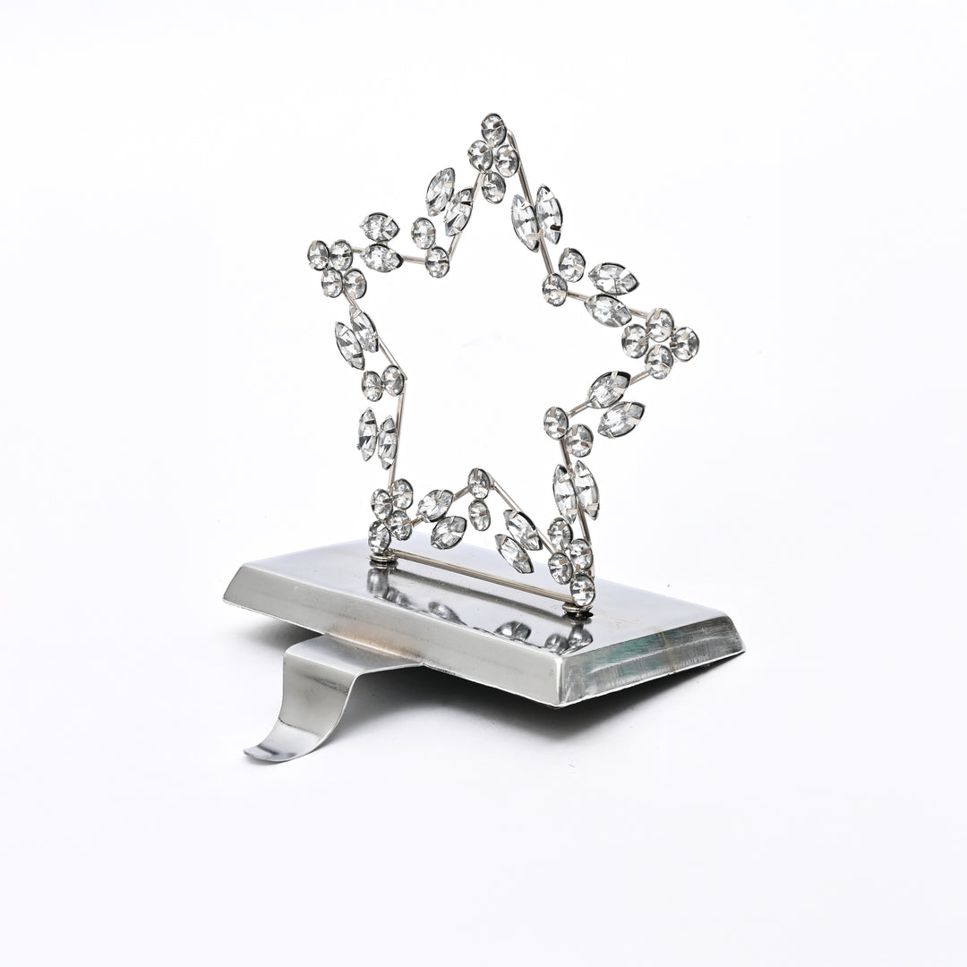 Silver Beaded Star Christmas Stocking Holder