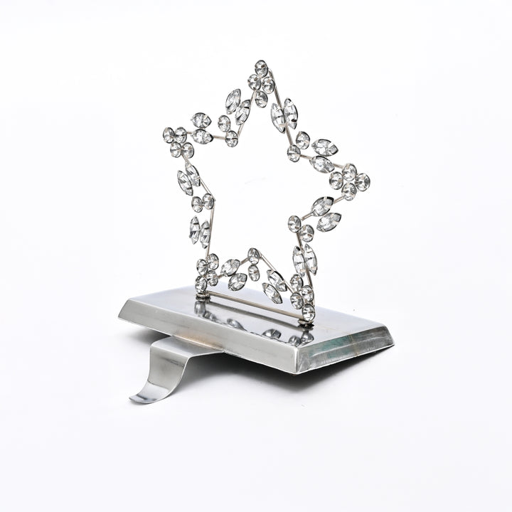 Silver Beaded Star Christmas Stocking Holder