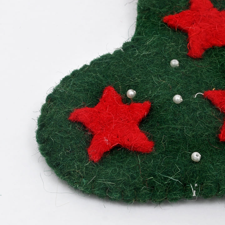 Green & Red Mini Christmas Stocking – 6" Festive Decor