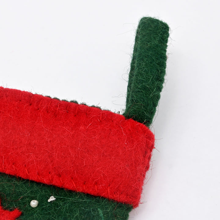 Green & Red Mini Christmas Stocking – 6" Festive Decor