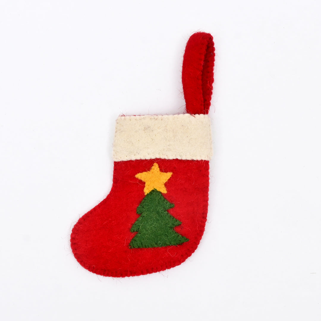 Mini Christmas Stocking Décor | Red Holiday Hanging Ornament