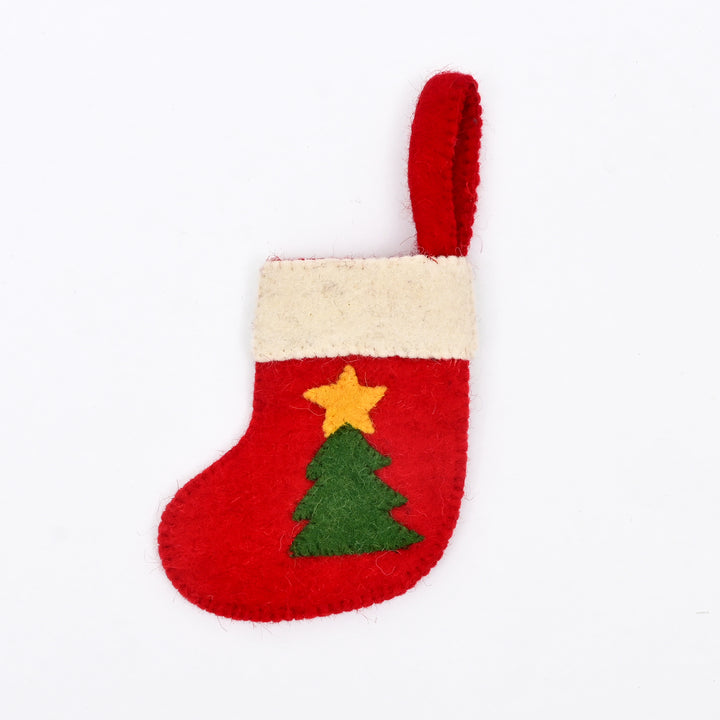 Mini Christmas Stocking Décor | Red Holiday Hanging Ornament