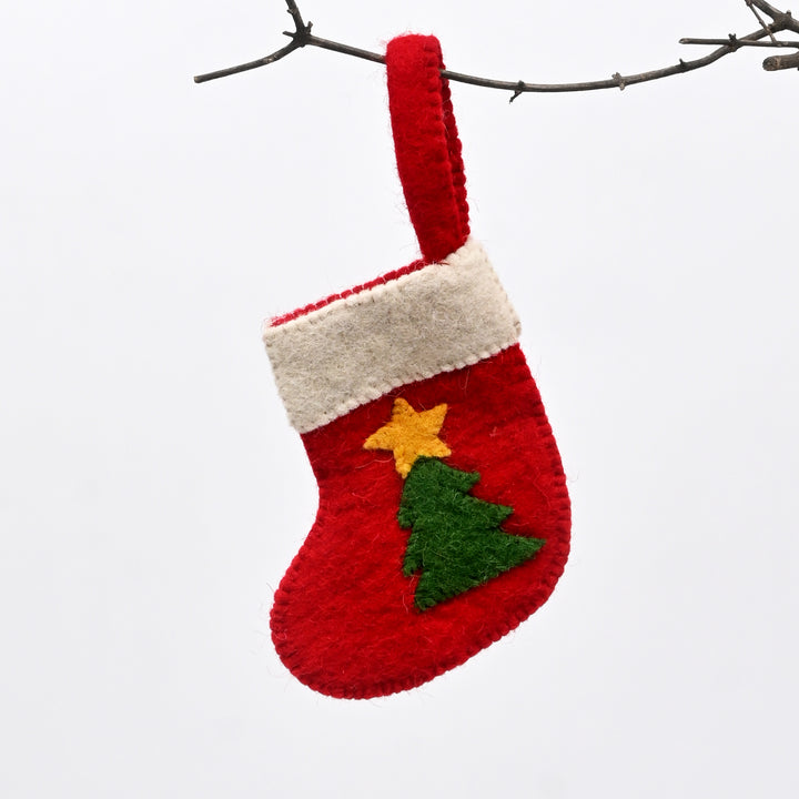 Mini Christmas Stocking Décor | Red Holiday Hanging Ornament