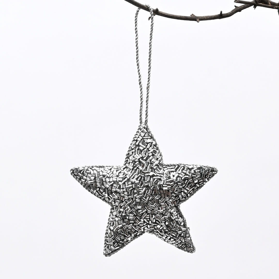 Decorative Hanging Star Ornament | Silver | Holiday Décor