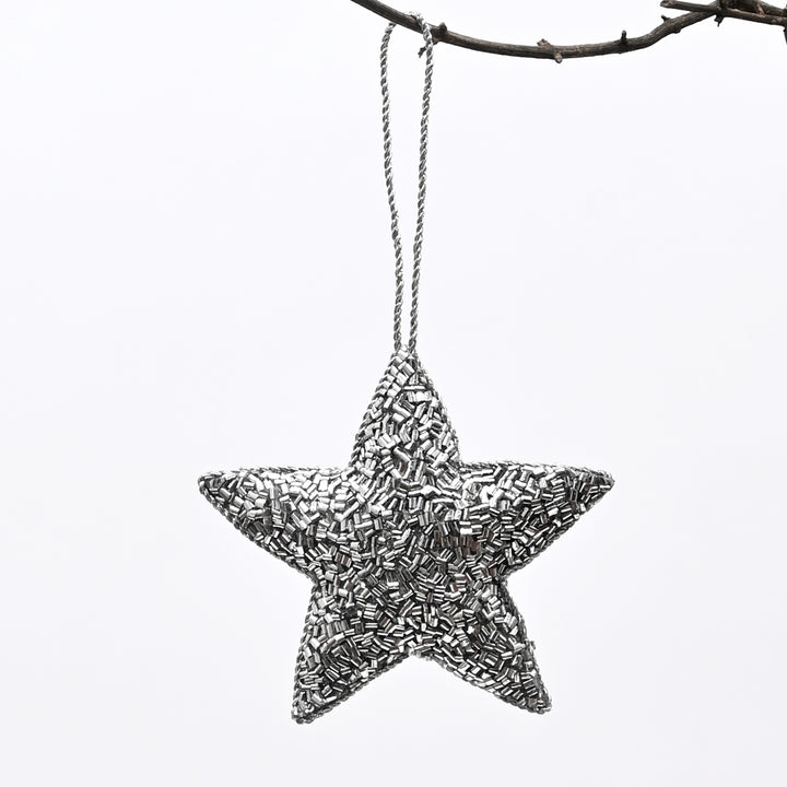 Decorative Hanging Star Ornament | Silver | Holiday Décor
