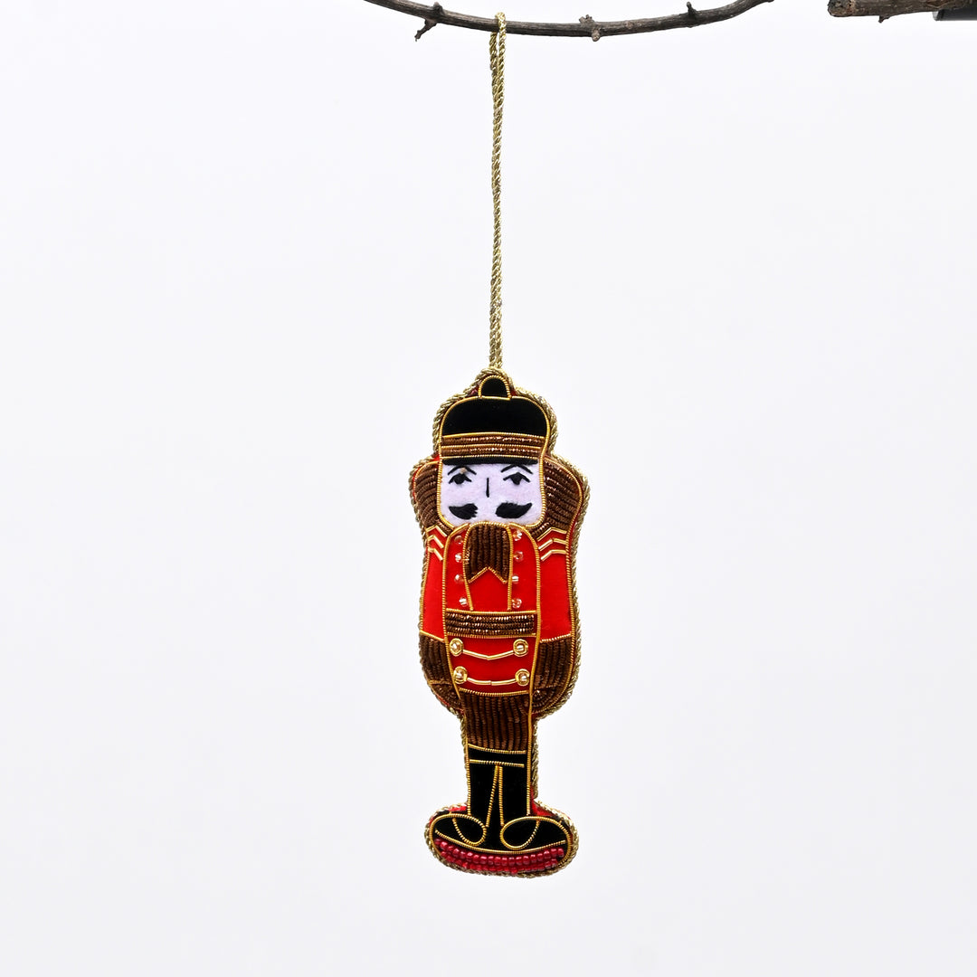 Decorative Hanging Nutcracker Ornament | Green-Red