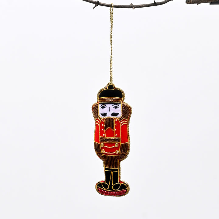 Decorative Hanging Nutcracker Ornament | Green-Red