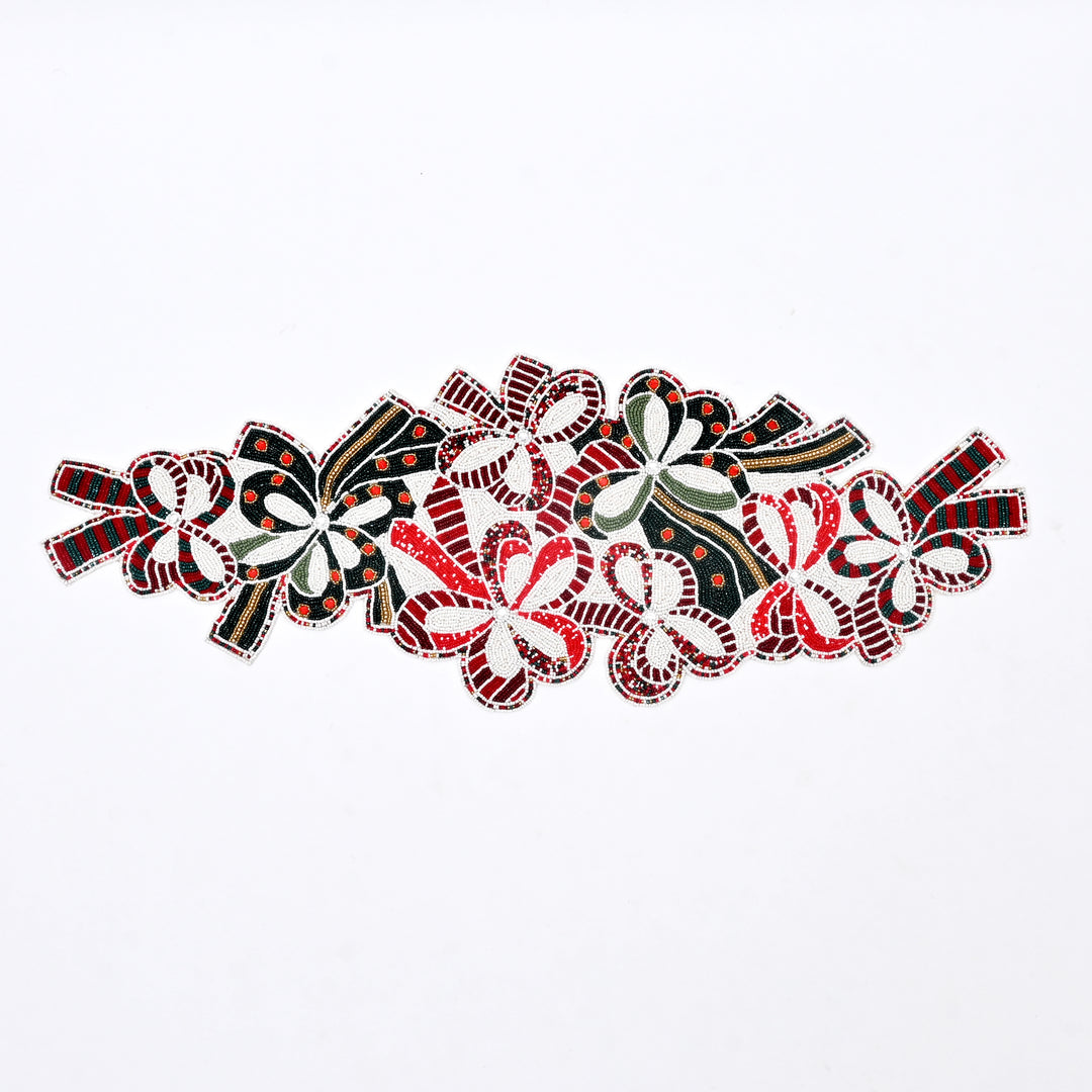 Table Runner | Hard Beaded Embroidered Tabletop Decor | 36x13"