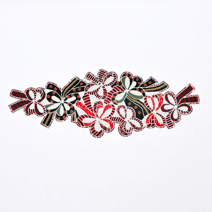 Table Runner | Hard Beaded Embroidered Tabletop Decor | 36x13"