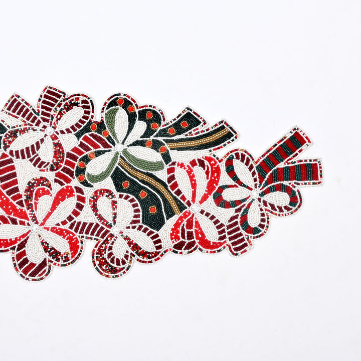 Table Runner | Hard Beaded Embroidered Tabletop Decor | 36x13"