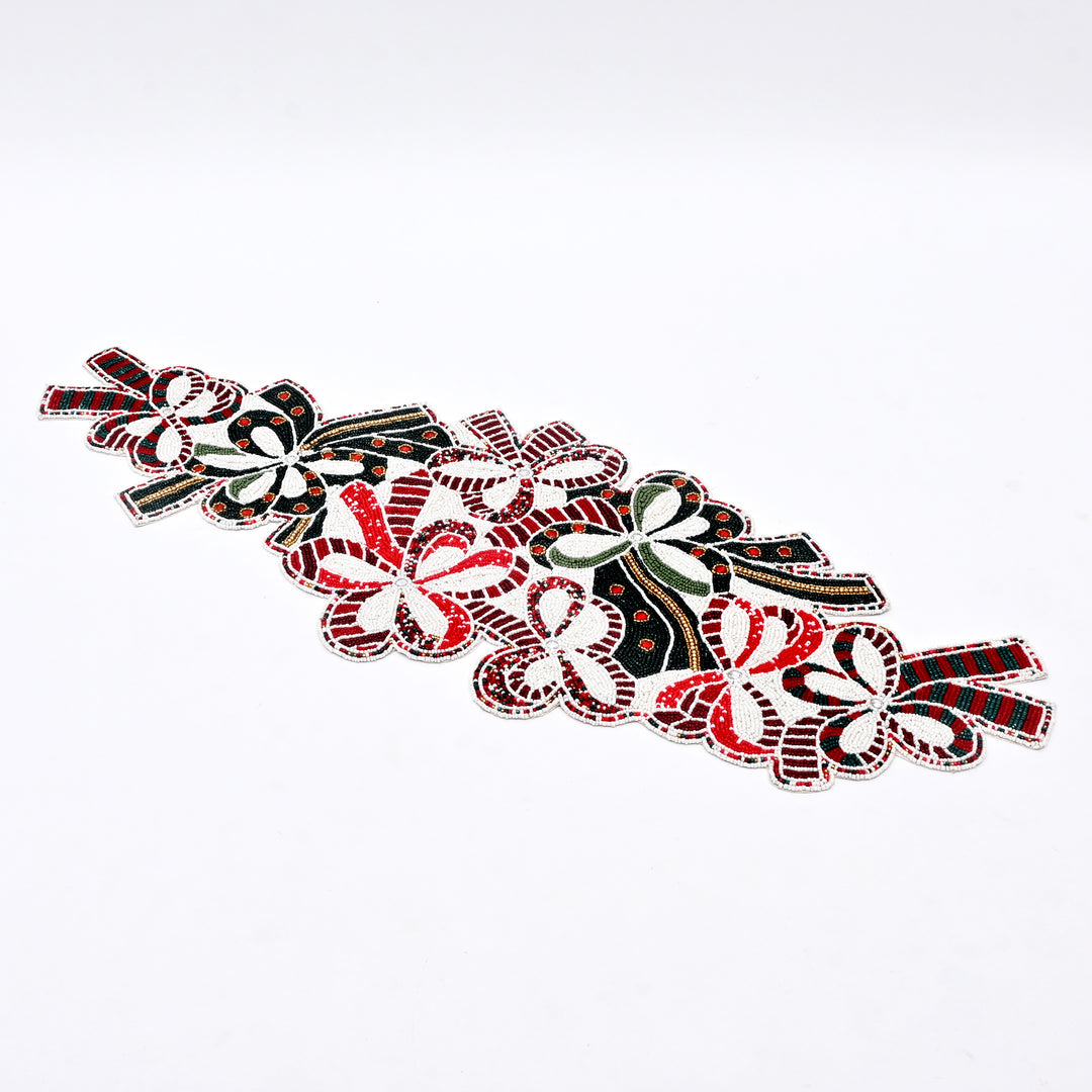 Table Runner | Hard Beaded Embroidered Tabletop Decor | 36x13"