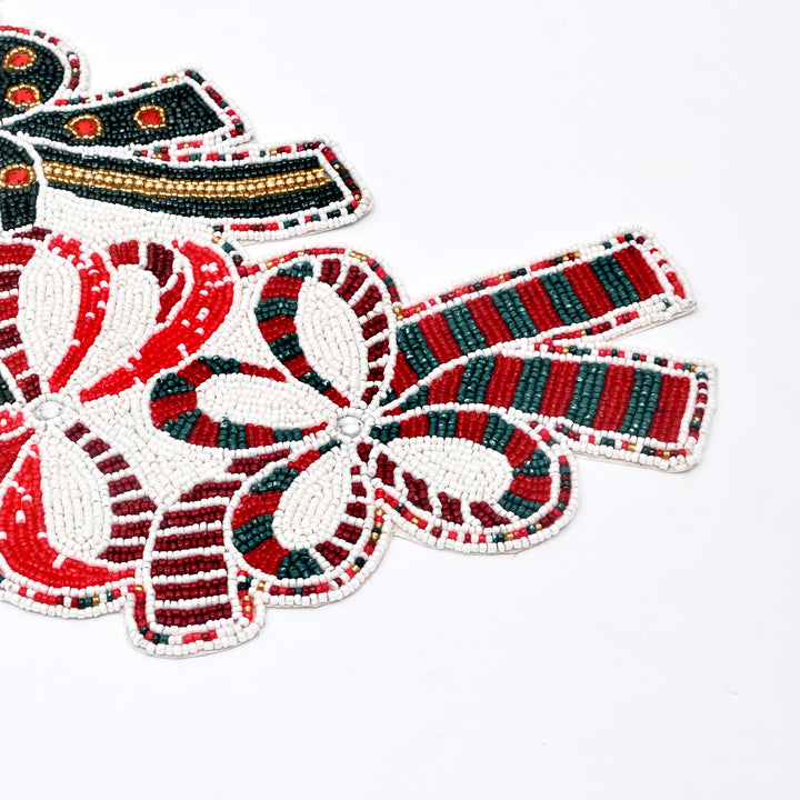 Table Runner | Hard Beaded Embroidered Tabletop Decor | 36x13"