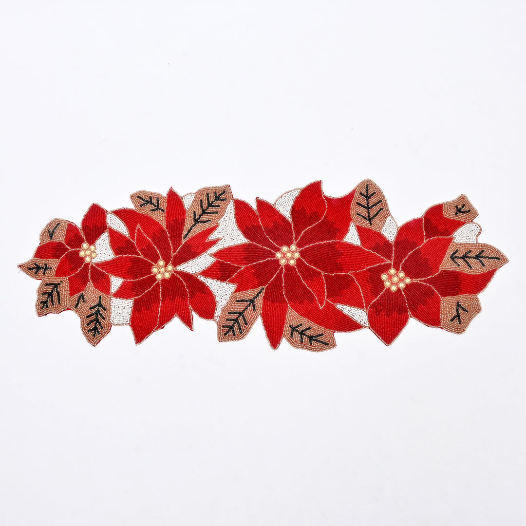 Table Runner | Hard Beaded Embroidered Table Accent | 36x13"