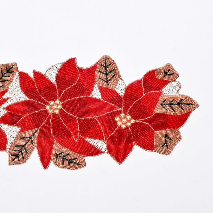 Table Runner | Hard Beaded Embroidered Table Accent | 36x13"