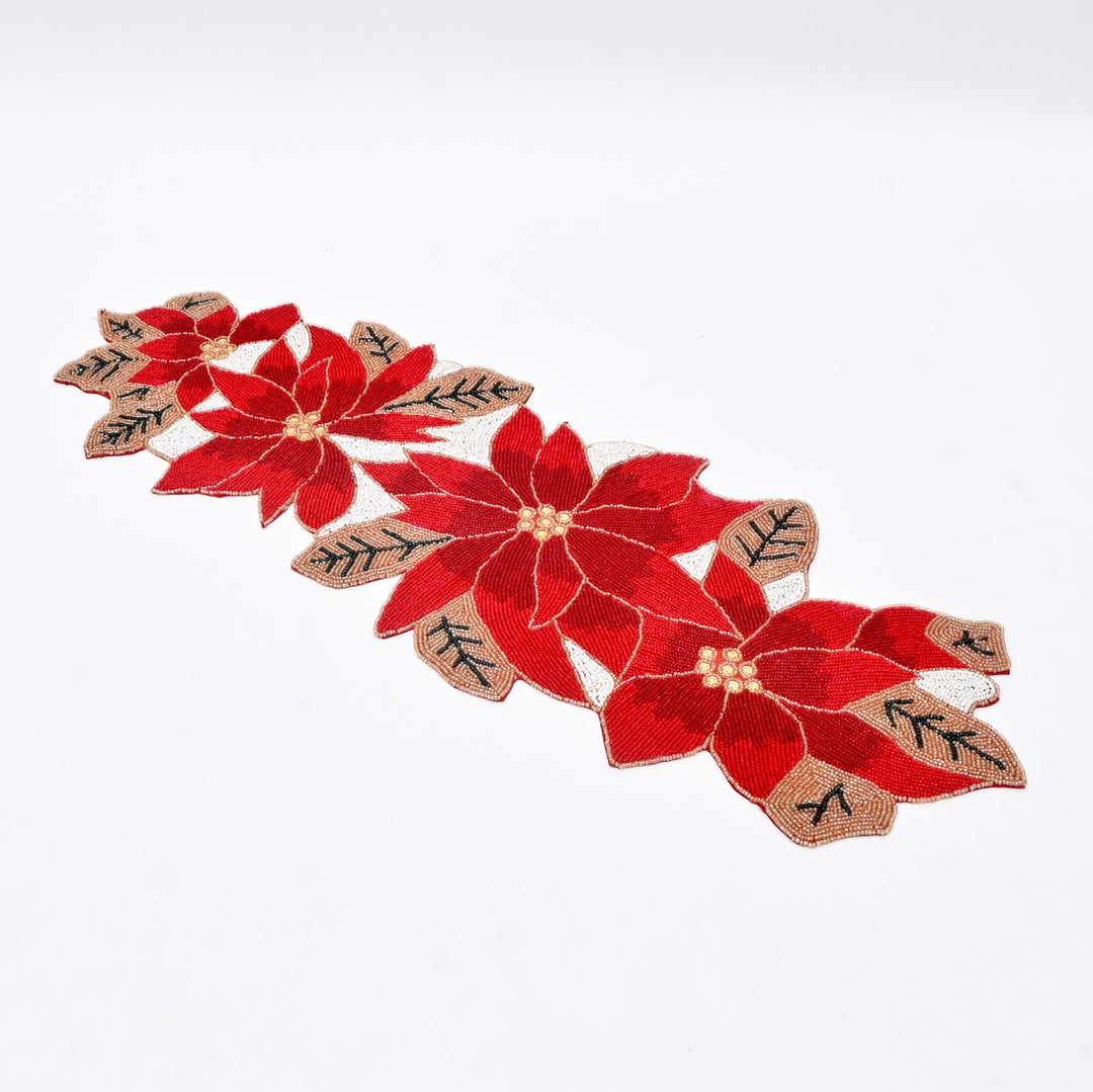 Table Runner | Hard Beaded Embroidered Table Accent | 36x13"