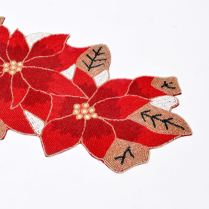 Table Runner | Hard Beaded Embroidered Table Accent | 36x13"